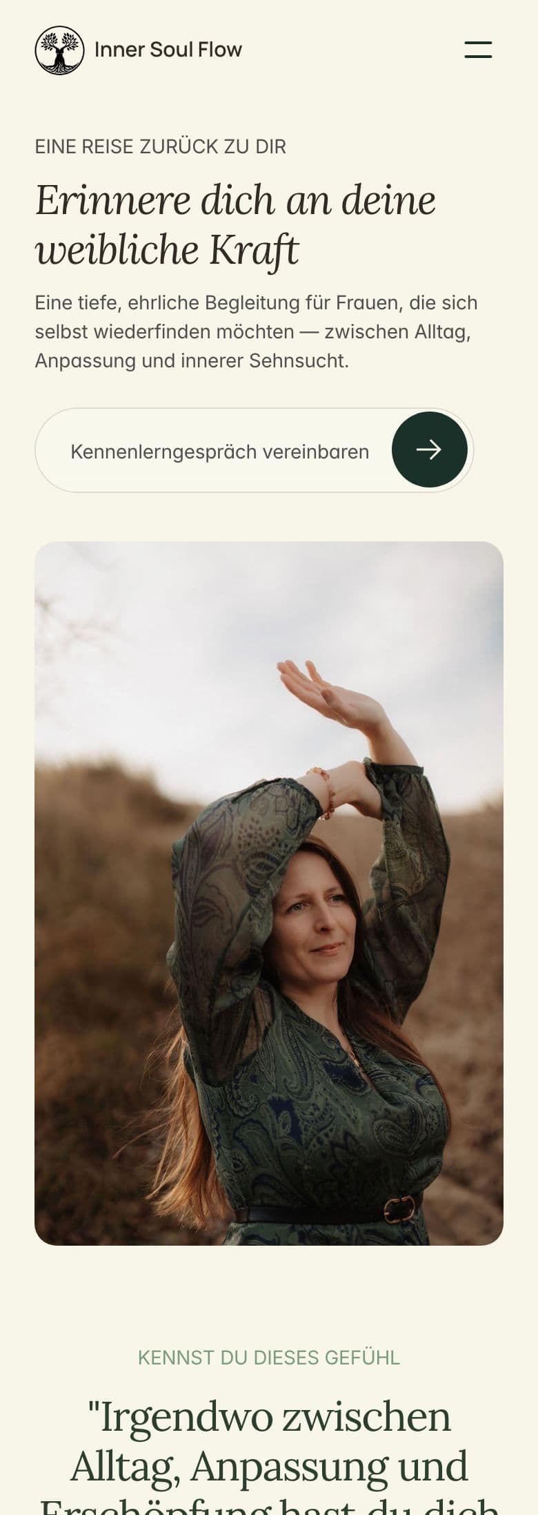 Website von Inner Soul Flow, Ansicht auf dem Smartphone