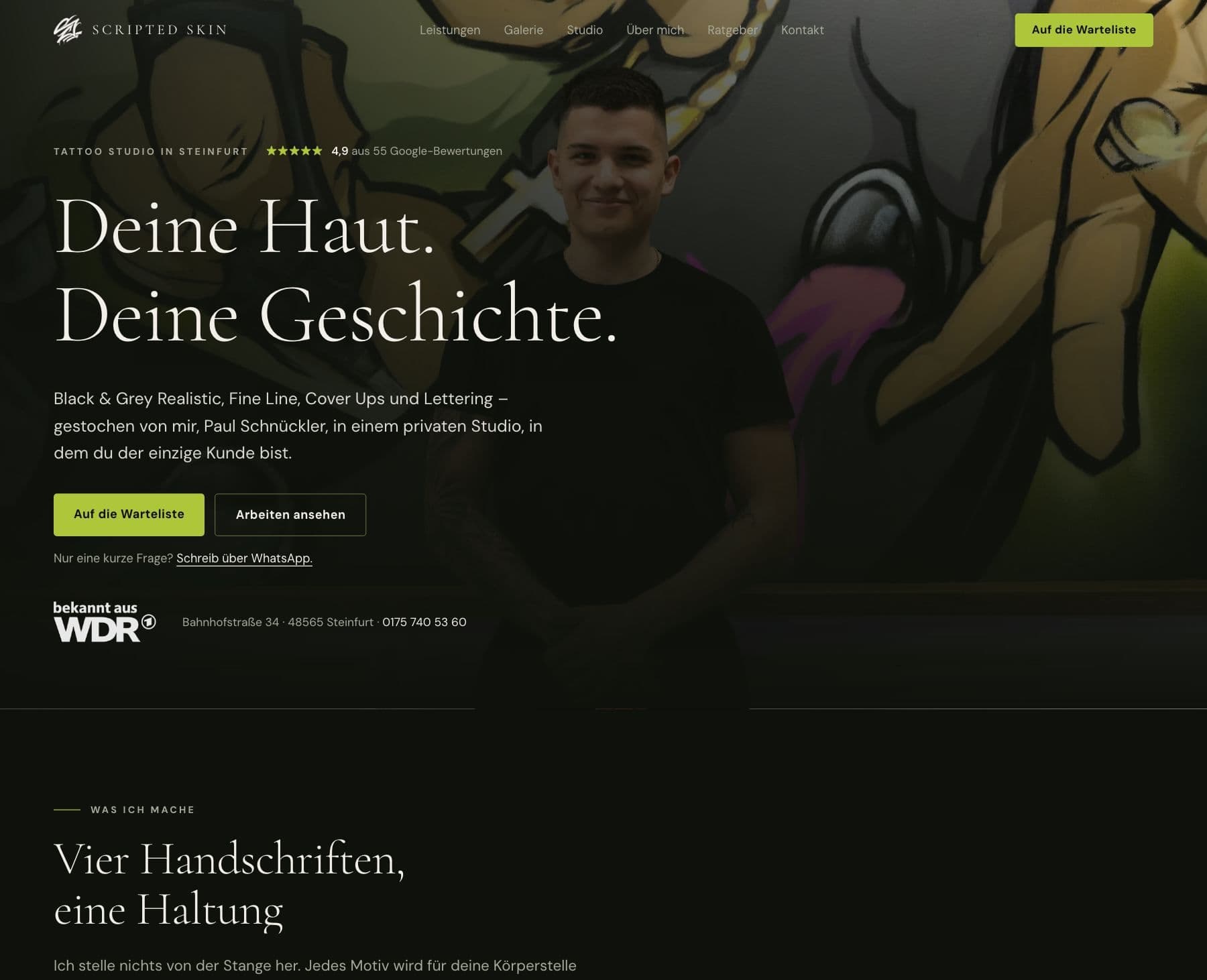 Website von ScriptedSkin, Ansicht am Computer